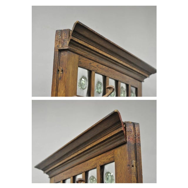 Antique English Art Nouveau Oak & Green Tile Coat Rack Umbrella Stand Hall Tree For Sale - Image 15 of 18