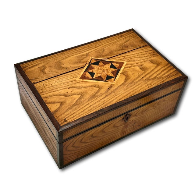 Victorian Outstanding Antique Hand Made American Chestnut & Genuine Rosewood Documant Box With Exotic Wood Inlays - Circa 1870s For Sale - Image 3 of 18