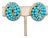 Vintage Signed Crown Trifari Cabochon Faux-Turquoise Clip Earrings-2 Pieces For Sale