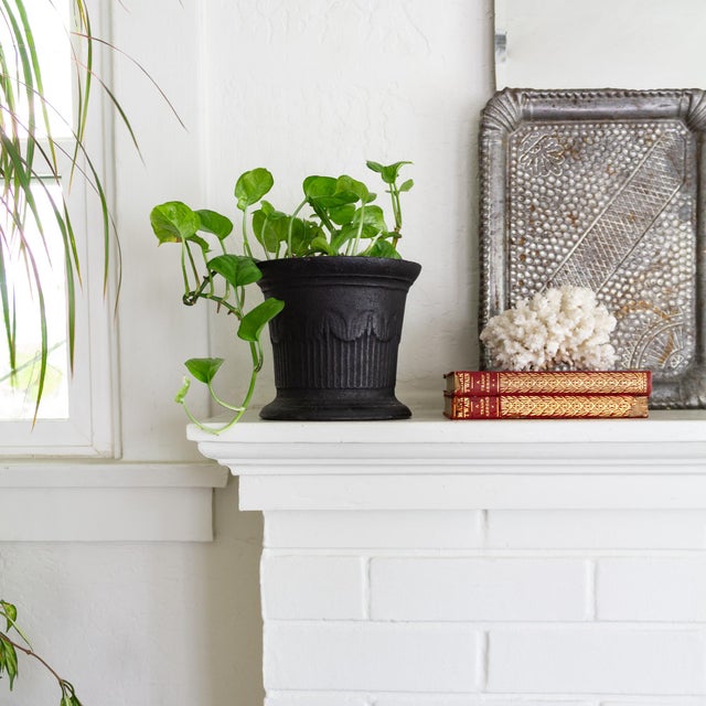 This mid-19th-century heavy black cast-iron mortar is ready to repurpose as a jardinière, planter, or catchall for other...
