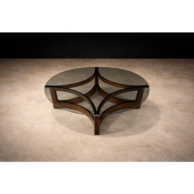 Round Coffee Table in Bent Rosewood & Glass by Novo Rumo, Brazil, 1960s For Sale - Image 10 of 10