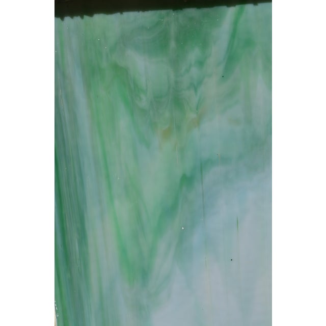 Vintage Large Green Blue & White Slag Glass 6 Pane Window Panel From Va Church For Sale - Image 9 of 18