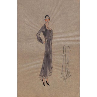 Lanvin of Paris C1920s Original Fashion Illustration in Gouache For Sale
