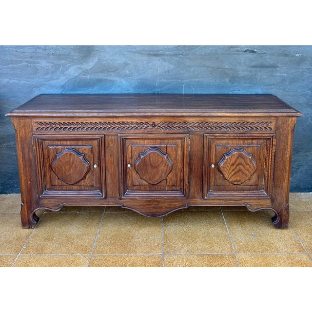 1930s Spanish Renaissance Revival Oak Sideboard with Three Doors, 1930s For Sale - Image 5 of 12