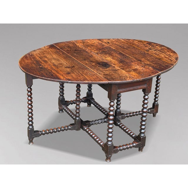 Wood Antique Charles II Oak Gateleg Table, 1680 For Sale - Image 7 of 11
