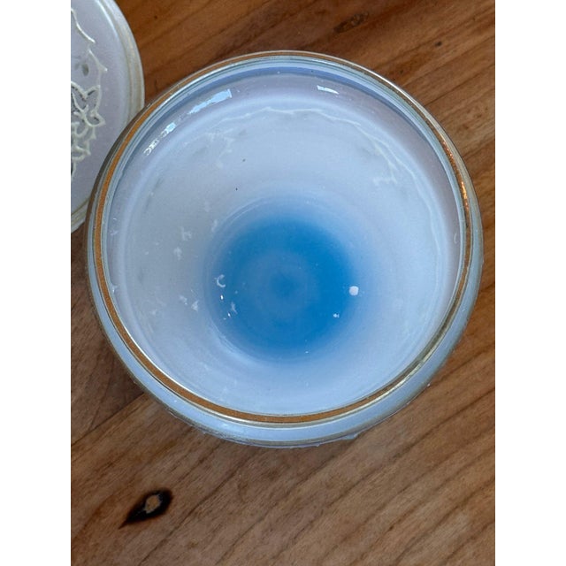19th Century French Blue Opaline Dresser Jar With Tulip Finial For Sale - Image 6 of 8