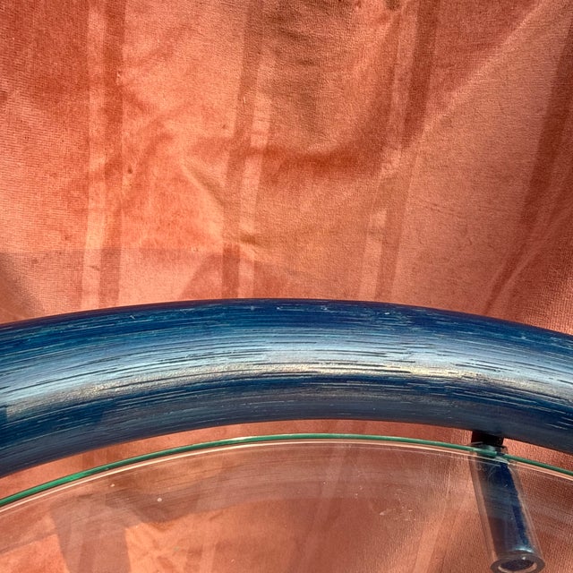 Mid-Century Modern Round Glass and Wooden Side Table, 1970s For Sale - Image 13 of 16