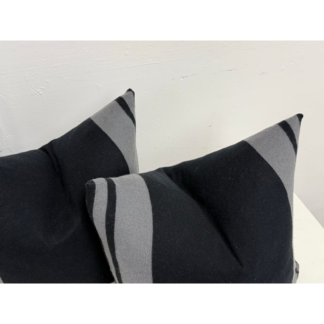 Eastern Accents Black + Stripe Strip Pillows, Pair For Sale In San Francisco - Image 6 of 12
