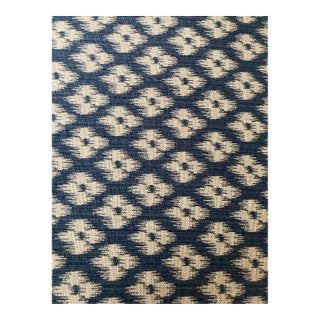 4.5 Yards Lanka Ikat Indigo Cotton Blend Fabric For Sale