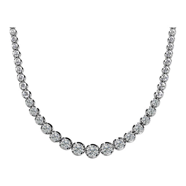 5 Carat Diamond Platinum Graduated Tennis Choker Necklace For Sale
