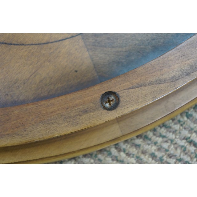 Mid 20th Century Wm a Berkey John Widdicomb Olive Wood Triangle Pedestal End Table 22" For Sale - Image 15 of 16