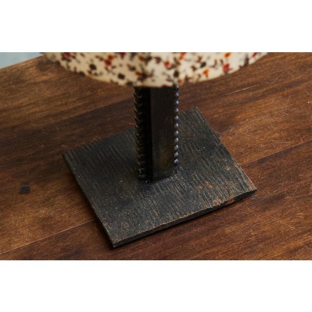 Vintage Art Deco Table Lamp in Wrought Iron with Floral Shade, 1940s For Sale - Image 4 of 12