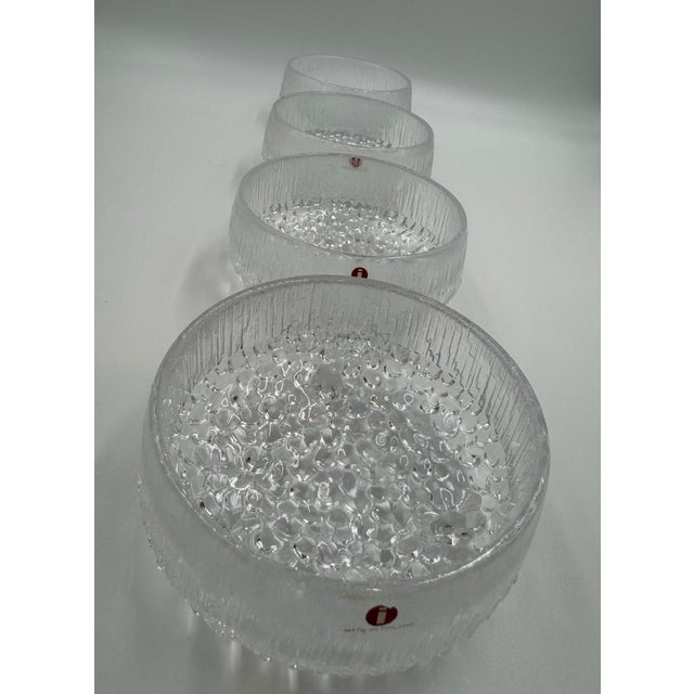 Glass Set of 4 Iittala Ultima Thule Glass Dessert Bowls by Tapio Wirkkala – Made in Finland For Sale - Image 7 of 10