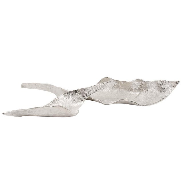 Contemporary Elongated Aluminum Abstract Leaf Tray - Small For Sale - Image 3 of 5