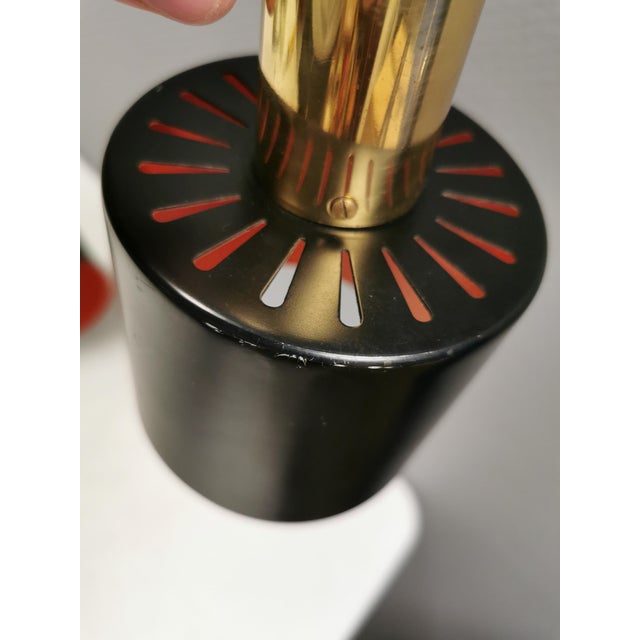 Orange Adjustable Wall Lamps in Brass by Svend Aage Holm Sørensen for Holm Sørensen & Co, 1960s, Set of 2 For Sale - Image 8 of 11