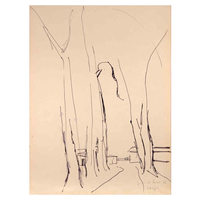 Reynold Arnould, Street, Drawing, 1977 For Sale