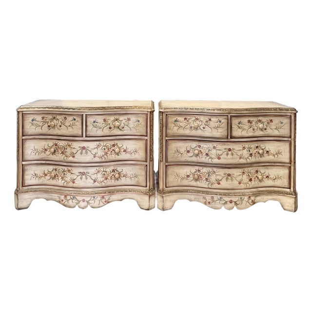 Drexel Heritage Venetian Style Four Drawer Commodes - Pair For Sale