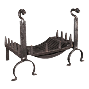 Antique Fireplace Set, English, Wrought Iron, Fire Basket, Andirons, Victorian