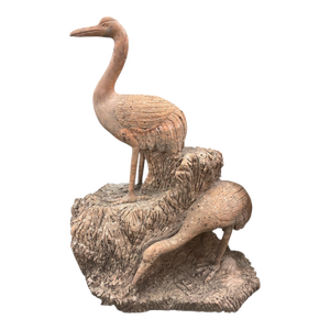 Vintage Style Cast Marble Crane Garden Statue