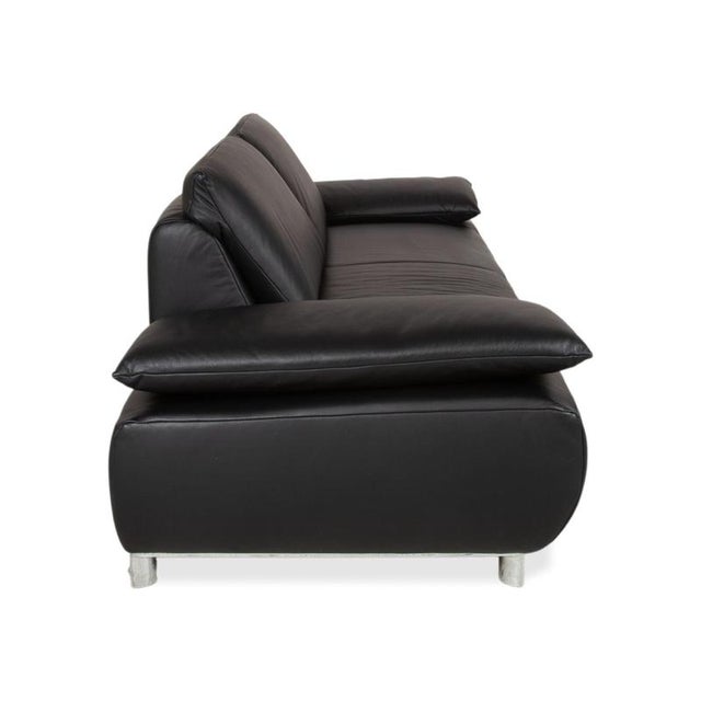 Leather Three-Seater Black Manual Function Sofa by Koinor Volare For Sale - Image 12 of 15