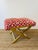 Vintage 1970s Pair of Brass X Base Weiman / Warren Lloyd Mastercraft Geometric Velvet Upholstered Stools Ottomans For Sale - Image 12 of 18