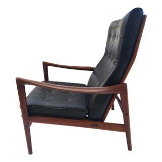Orenas Teak Leather Lounge Chair Ib Kofod Larsen For Sale