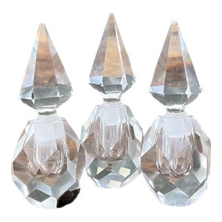 Vintage Trio of Faceted Crystal Perfume Bottles For Sale