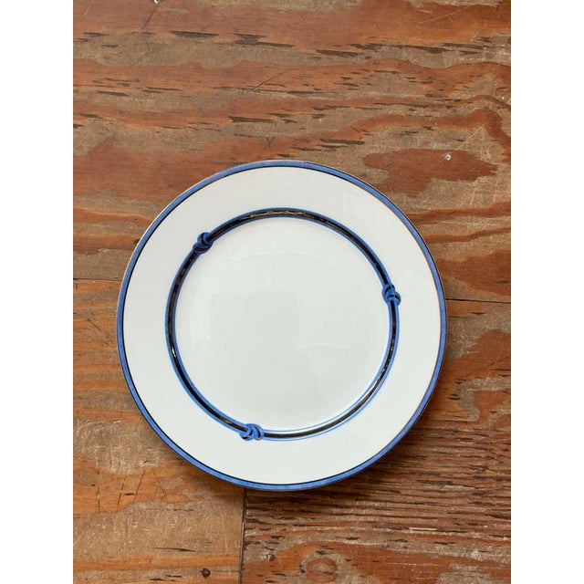 White Vintage Boho Christofle "Rubanea Blue" Dinner Plates - A Pair For Sale - Image 8 of 8