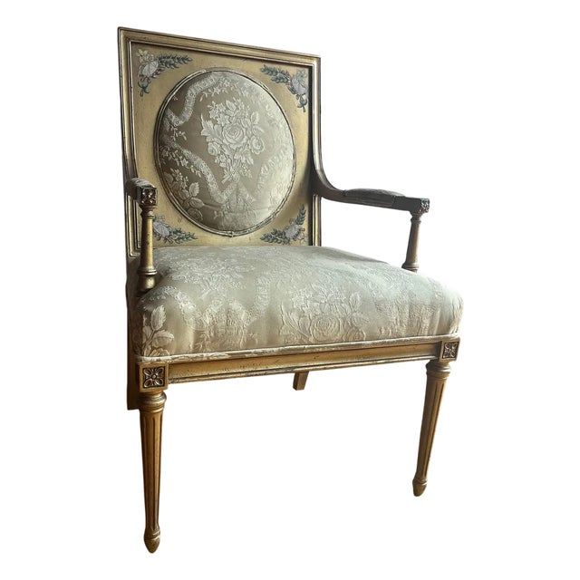 Early 20th Century French Louis XVI Style Neoclassical Arm Chair For Sale