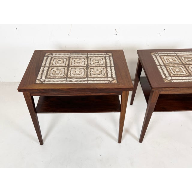 Mid-Century Modern C. 1960s Danish Rosewood and Tile End Tables For Sale - Image 3 of 9