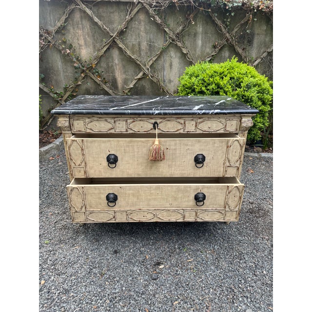 Cream Fabulous Painted French Style Commode/Chest With Black Marble Top For Sale - Image 8 of 12