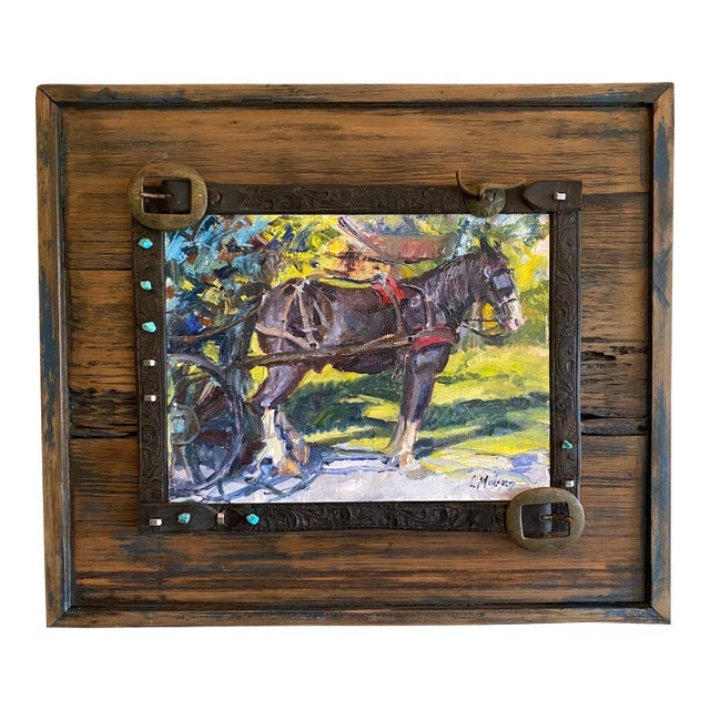 "16 Hands" ~ Lorie Batson, Original Oil Painting, an Amish Horse Patiently Waits Before a Day's Work Begins. For Sale