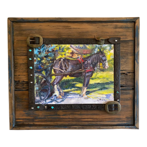 "16 Hands" ~ Lorie Batson, Original Oil Painting, an Amish Horse Patiently Waits Before a Day's Work Begins.