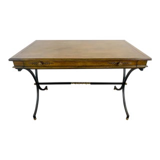 French Hollywood Regency Style Mahogany Writing Desk For Sale