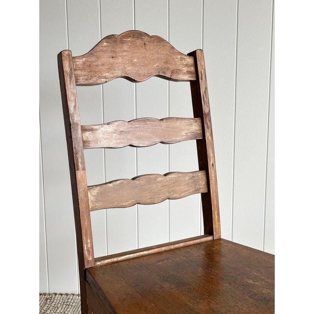 Antique Ladderback Scalloped Accent Dining Chairs, Pair For Sale - Image 4 of 14