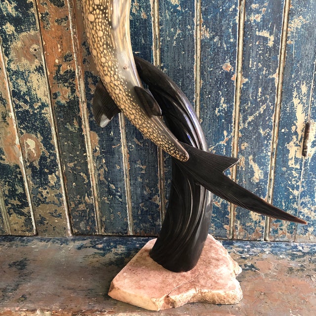 Asian Asian Style Shark Statue on Marble Base For Sale - Image 3 of 12