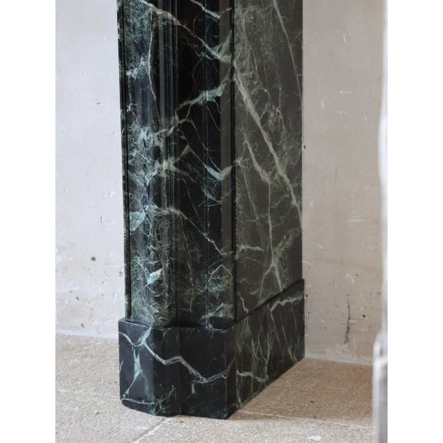 Antique French Deep Green Fireplace with Black Marble For Sale - Image 6 of 11