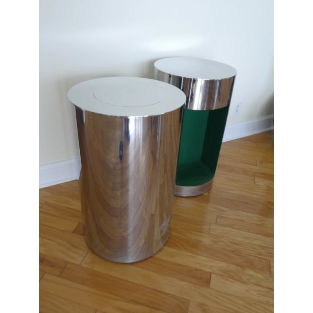 Pace 1970's Pace Style Polished Stainless Steel Pedestals - a Pair For Sale - Image 4 of 11