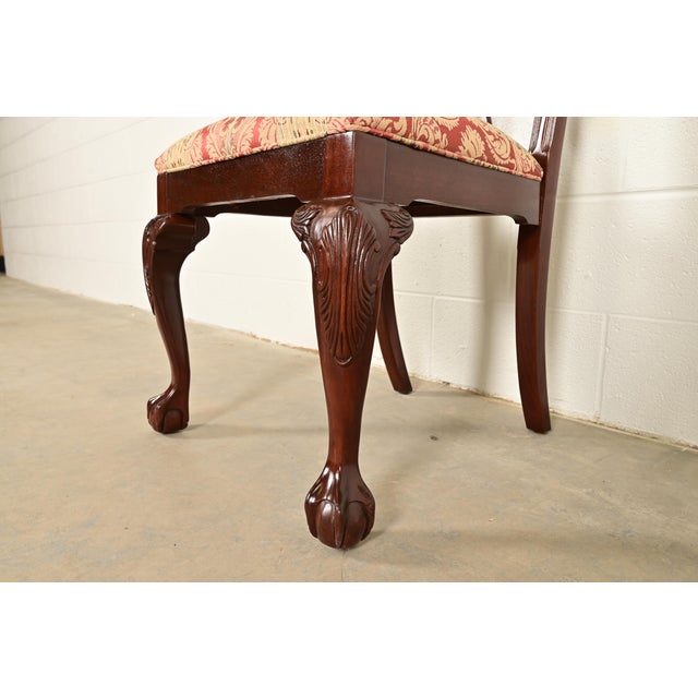 Brown Ethan Allen Chippendale Carved Mahogany Dining Chairs, Set of Six For Sale - Image 8 of 12