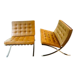 Pair of 1960s Vintage Caramel Barcelona Chairs Manufactured by Robert John, Signed