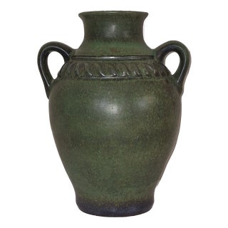 Vintage Double-Handled Vase in Green Glazed Ceramic from Carstens-Tönnieshof, 1970s For Sale