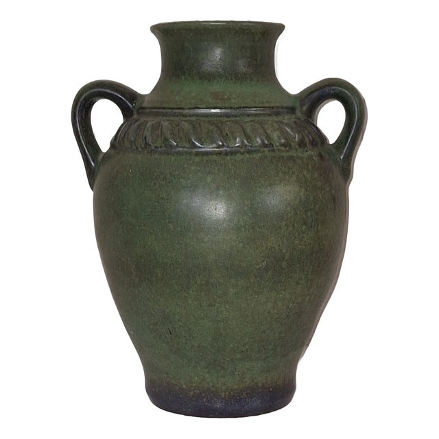 Vintage Double-Handled Vase in Green Glazed Ceramic from Carstens-Tönnieshof, 1970s For Sale