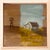 This oil on panel depicts a solitary homestead set against a vast, open landscape, capturing the essence of rural...