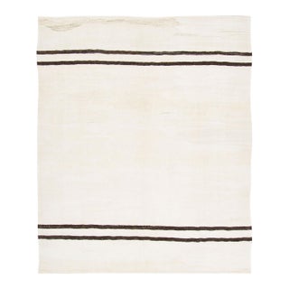 Vintage Turkish Kilim Hemp Rug With Black Stripes by Rug & Kilim, 1950-1959 For Sale