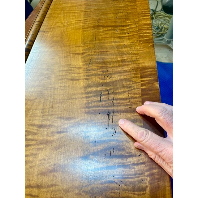 Tiger Maple Bench Made Drop Front Secretary Desk on Frame Late 20th Century For Sale - Image 17 of 18