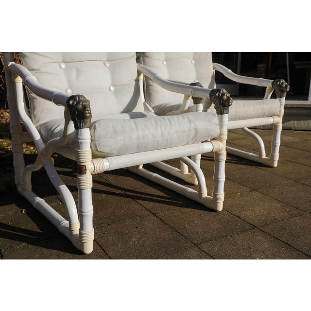 1980s Vintage White Faux Bamboo Chairs by Kettal, 1980s, Set of 2 For Sale - Image 5 of 18