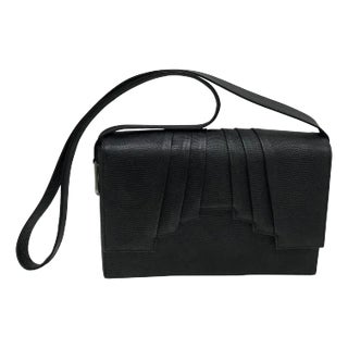 1990s Gianni Versace Couture Black Leather Vintage Shoulder Bag For Sale