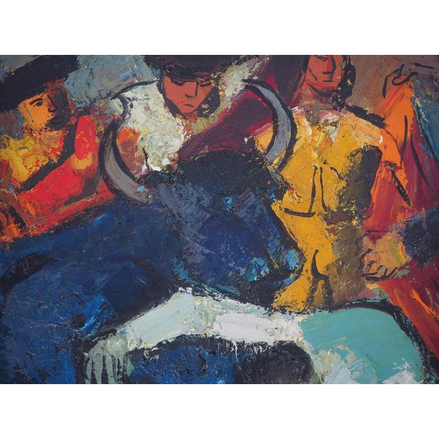 Pierre Ambrogiani, The Arrival of the Bull, Signed Oil on Canvas For Sale - Image 6 of 18