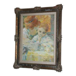 Circa 1920s Impressionist Painting by Listed Artist Edo Pratini - Woman and Child