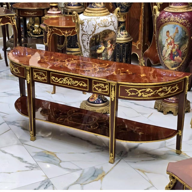Louis XVI Neoclassical Gilt Bronze Console Table For Sale In Miami - Image 6 of 6